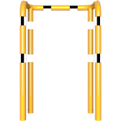 Anti-nudge hoop | double hoop | steel tube  76 mm | yellow / black | total width: 1000 mm | height above ground: 1150 mm | for casting in concrete